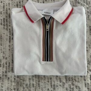 Burberry White Polo with Red and Black Accents Boys Size 10